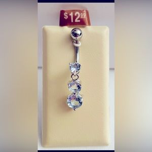 NWT Sterling Silver Blue CZ 14 Guage Body Jewelry